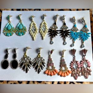Chandelier Earrings Jewelry Lot of 8 Blue , Pink , White and Black